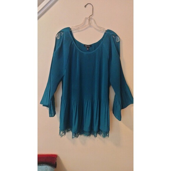 2 XL Roz & Ali Teal Top - slit in sleeve - Picture 7 of 7